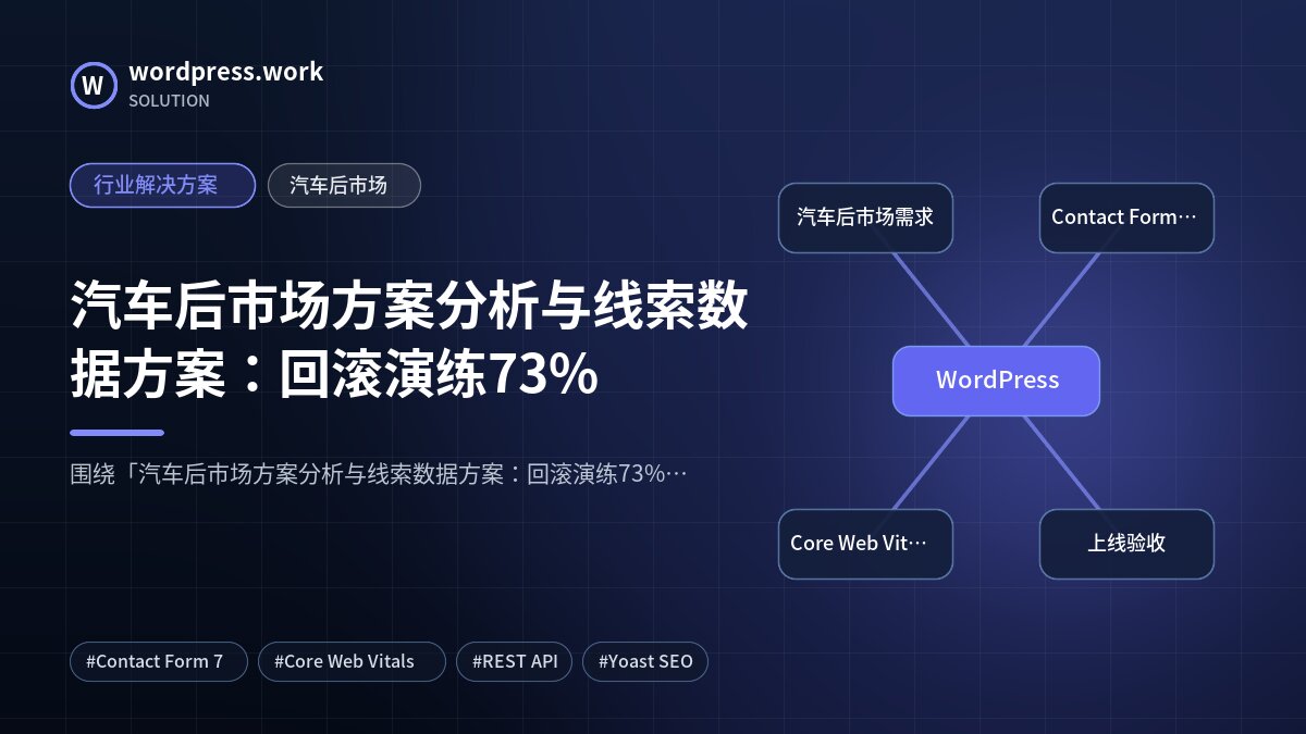 汽车后市场方案分析与线索数据方案:回滚演练73%|行业解决方案|汽车后市场
