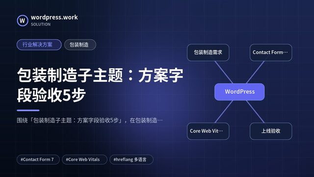 包装制造子主题:方案字段验收5步|行业解决方案|包装制造