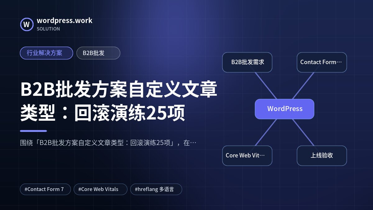 B2B批发方案自定义文章类型：回滚演练25项｜行业解决方案｜B2B批发