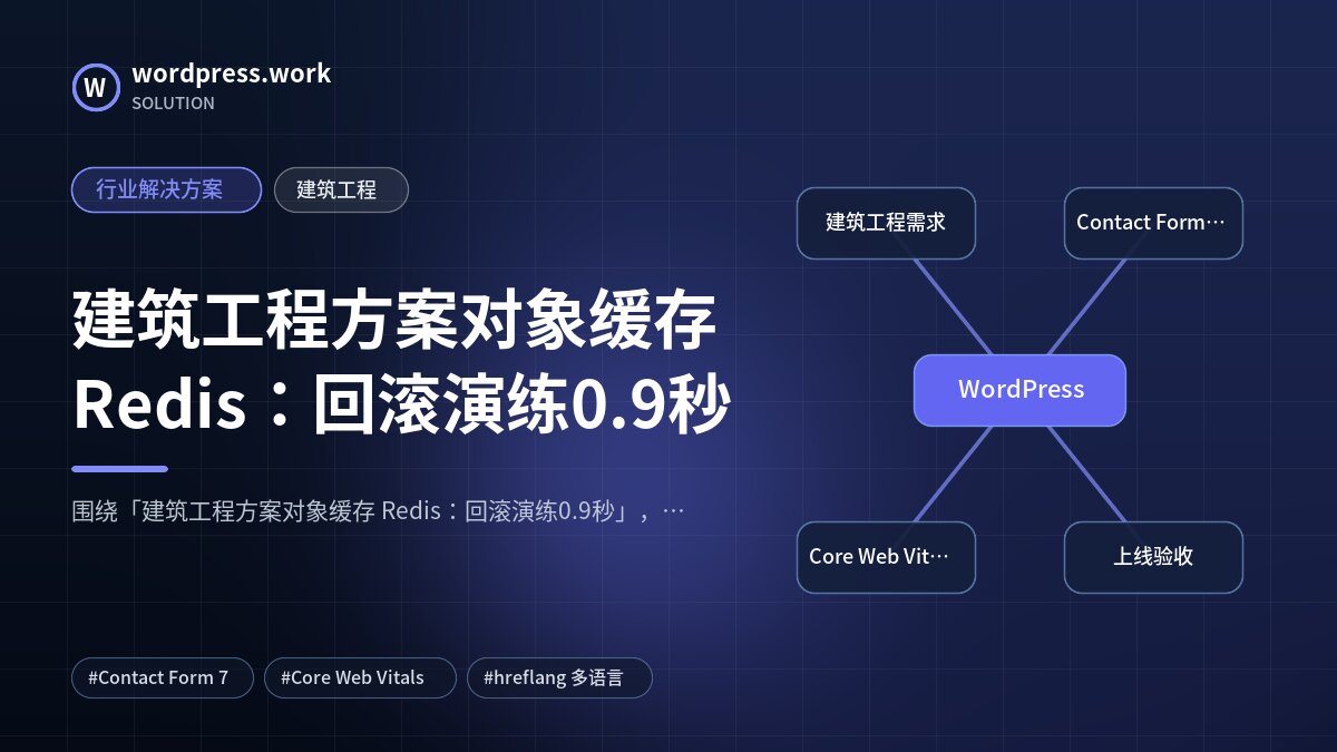 建筑工程方案对象缓存 Redis：回滚演练0.9秒｜行业解决方案｜建筑工程