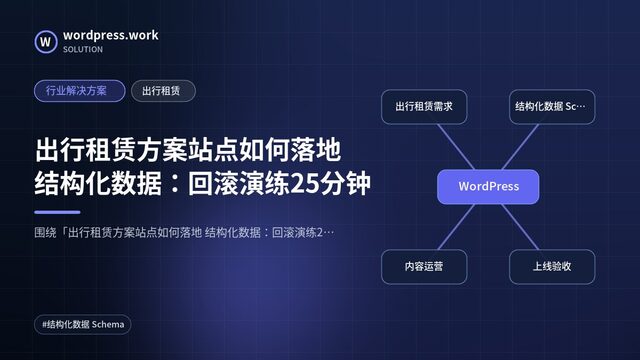 出行租赁方案站点如何落地 结构化数据:回滚演练25分钟|行业解决方案|出行租赁