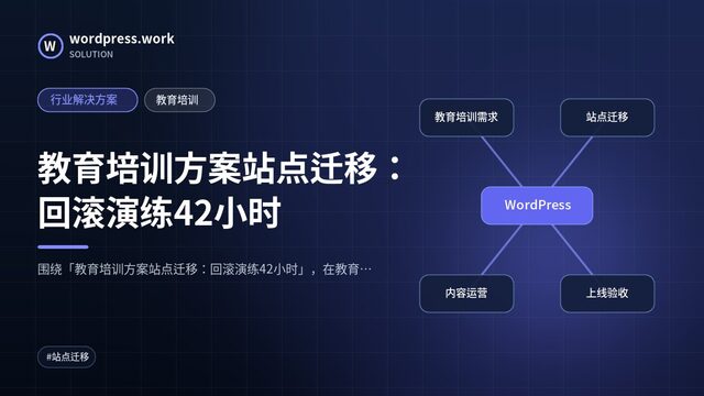 教育培训方案站点迁移：回滚演练42小时｜行业解决方案｜教育培训
