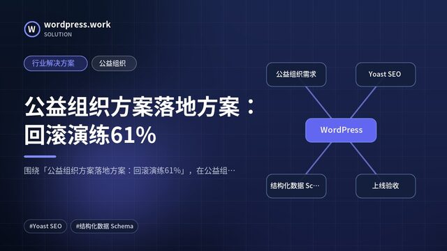 公益组织方案落地方案：回滚演练61%｜行业解决方案｜公益组织