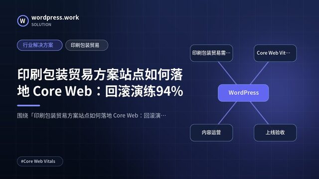 印刷包装贸易方案站点如何落地 Core Web：回滚演练94%｜行业解决方案｜印刷包装贸易