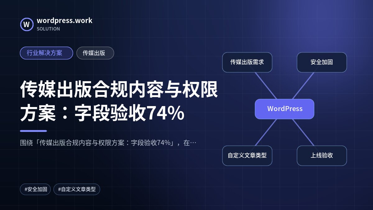 传媒出版合规内容与权限方案:字段验收74%|行业解决方案|传媒出版