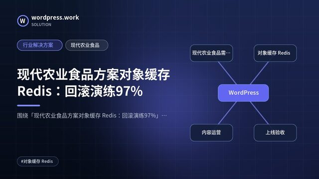 现代农业食品方案对象缓存 Redis：回滚演练97%｜行业解决方案｜现代农业食品