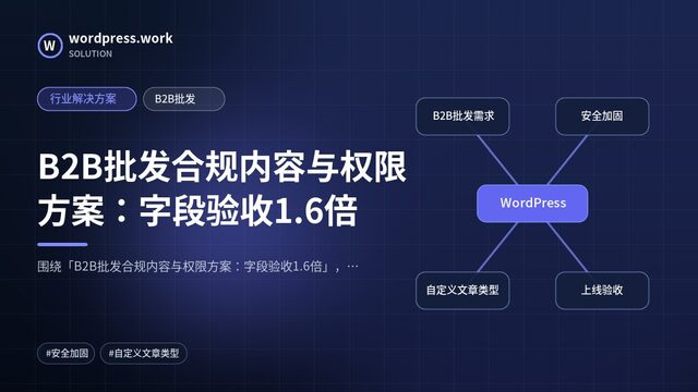 B2B批发合规内容与权限方案:字段验收1.6倍|行业解决方案|B2B批发