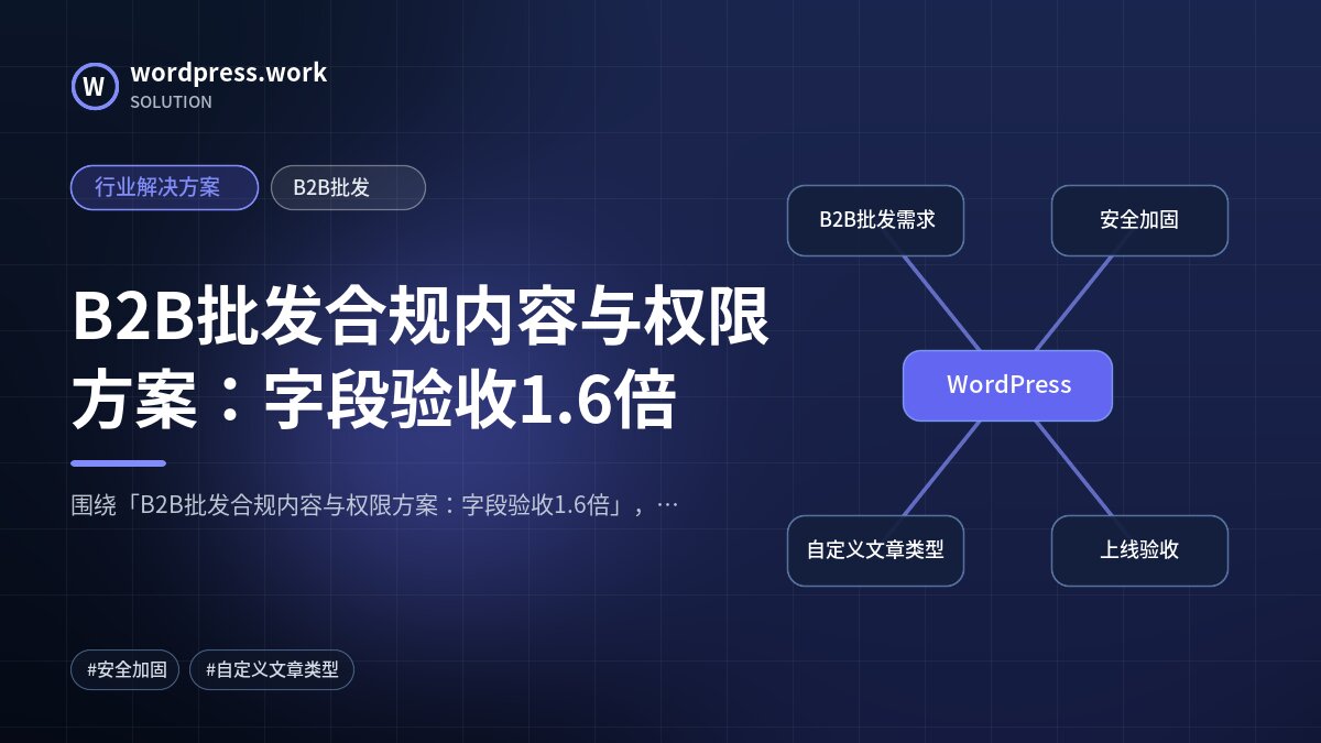 B2B批发合规内容与权限方案：字段验收1.6倍｜行业解决方案｜B2B批发