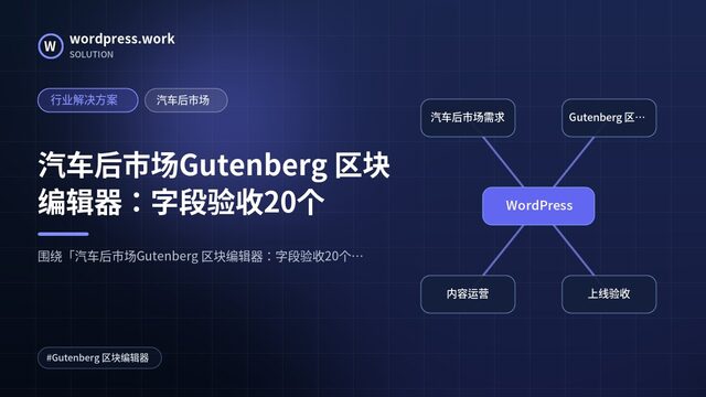 汽车后市场Gutenberg 区块编辑器:字段验收20个|行业解决方案|汽车后市场