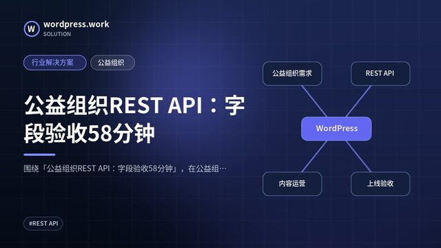 公益组织REST API：字段验收58分钟｜行业解决方案｜公益组织