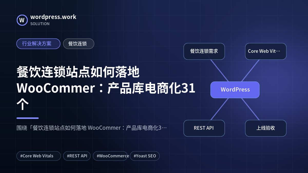 餐饮连锁站点如何落地 WooCommer:产品库电商化31个|行业解决方案|餐饮连锁