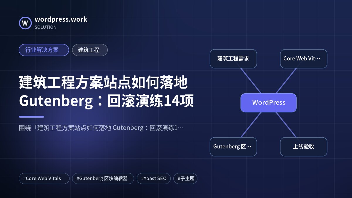 建筑工程方案站点如何落地 Gutenberg:回滚演练14项|行业解决方案|建筑工程
