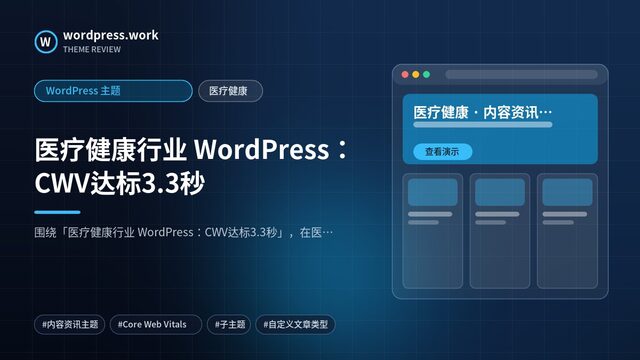 医疗健康行业 WordPress:CWV达标3.3秒|WordPress 主题|医疗健康