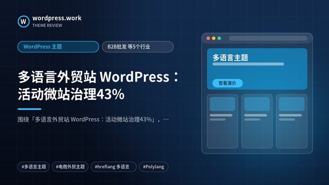多语言外贸站 WordPress:活动微站治理43%|WordPress 主题|B2B批发 等5个行业