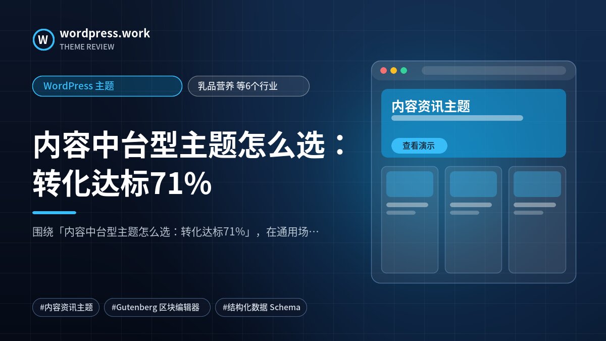 内容中台型主题怎么选:转化达标71%|WordPress 主题|乳品营养 等6个行业